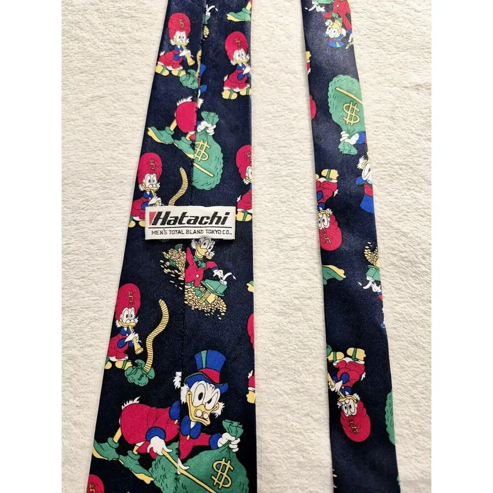 Disney Uncle Scrooge Men Necktie Black Limited Edition Rare Vintage Money Bags